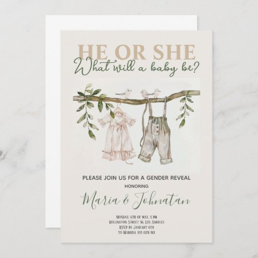 Hij of zij neutrale babykleding Boho geslacht onth Kaart (Voorkant / Achterkant)