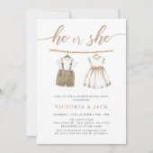 Hij of zij neutrale babykleding onthult geslacht kaart (Voorkant)