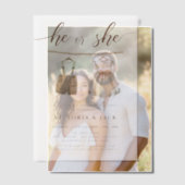 Hij of zij neutrale babykleding onthult geslacht vellum uitnodigingen (Offset (Koppel))