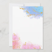 Hij of zij oh roze en blauwe glitter nodigt hem of kaart (Achterkant)