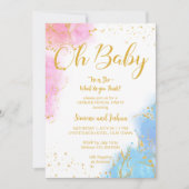 Hij of zij oh roze en blauwe glitter nodigt hem of kaart (Voorkant)