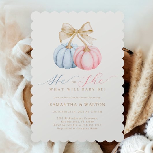 Hij of zij onthult Baby shower uitnodiging