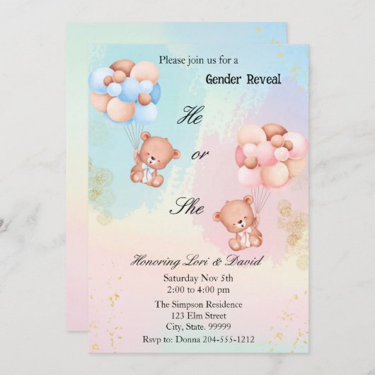 Hij of zij onthult Beer uitnodiging (Voorkant / Achterkant)