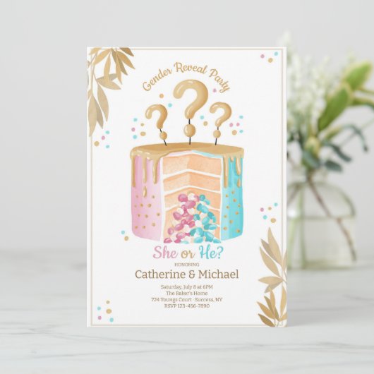 Hij of zij onthult de uitnodiging (Staand voorkant)