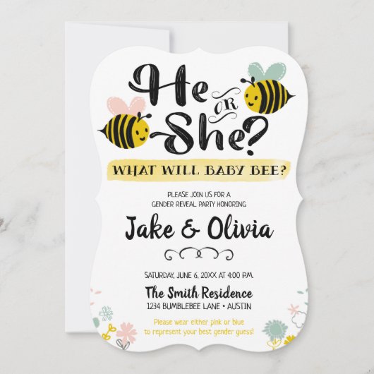 Hij of zij onthult het geslacht Bee Baby Bumblebee Kaart (Voorkant)