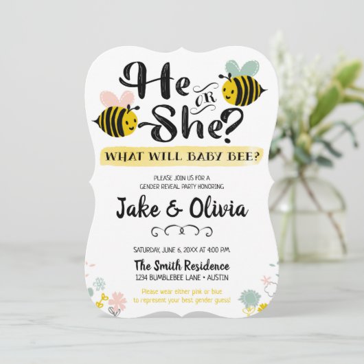 Hij of zij onthult het geslacht Bee Baby Bumblebee Kaart (Staand voorkant)