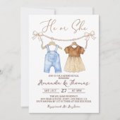 Hij of zij onthult het geslacht van de babykleding kaart (Voorkant)