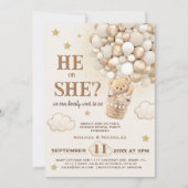 Hij of zij onthult teddyberen ballonnen kaart (Voorkant)