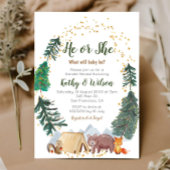 Hij of zij onthult Woodland Animal Invitation Kaart