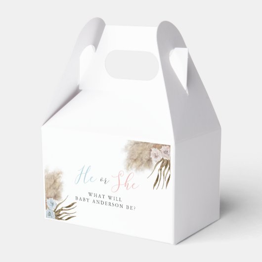 Hij of zij Pampas Grass Gender Reveal Party Bedankdoosjes (Voorkant Zijde)