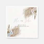 Hij of zij Pampas Grass Gender Reveal Party Servet (Voorkant)
