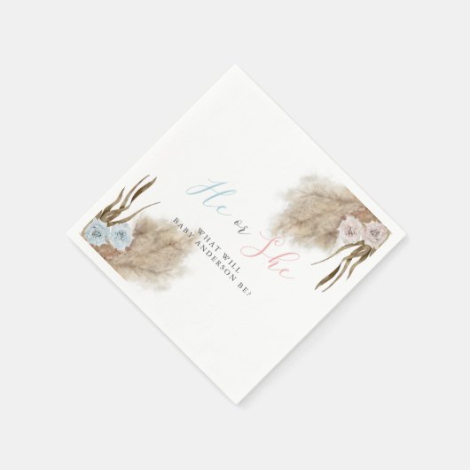 Hij of zij Pampas Grass Gender Reveal Party Servet (Hoek)