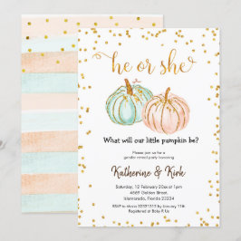 Hij of zij Pastel Pumpkin Gender Reveal Kaart
