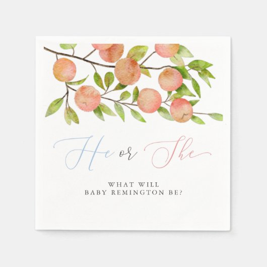 Hij of zij Peach Gender onthullen Party servetten (Voorkant)