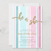 Hij of Zij Pink and Blue Gender Reveal Kaart (Voorkant)