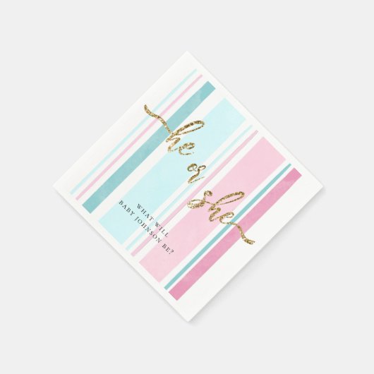 Hij of Zij Pink and Blue Gender Reveal Servet (Hoek)
