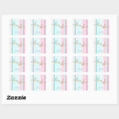Hij of Zij Pink and Blue Gender Reveal Vierkante Sticker (Vel)