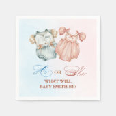 Hij of zij Pink Blue Baby Outfit Party servetten (Voorkant)