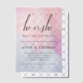 Hij of zij Pink Blue Pastel Gender Reveal Party Vellum Uitnodigingen (Offset (Uitnodiging))