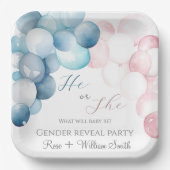 Hij of Zij Pink & Blue Waterverf Gender Reveal Papieren Bordje (Voorkant)