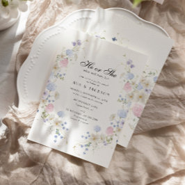 Hij of zij Pink & Blue Wildflower Genderonthulling Kaart