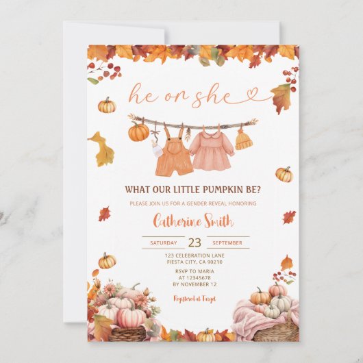 Hij of zij pompoen geslacht onthullen Herfst babyk Kaart (Voorkant)