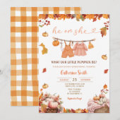 Hij of zij pompoen geslacht onthullen Herfst babyk Kaart (Voorkant / Achterkant)