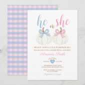 Hij of zij pompoen roze of blauwe gender reveal pa kaart (Voorkant / Achterkant)