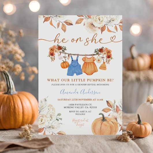 Hij of zij pompt babykleding geslachtsonthulling kaart