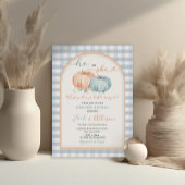 Hij of zij Pumpkin Blue Gingham Arch Genderonthull Kaart