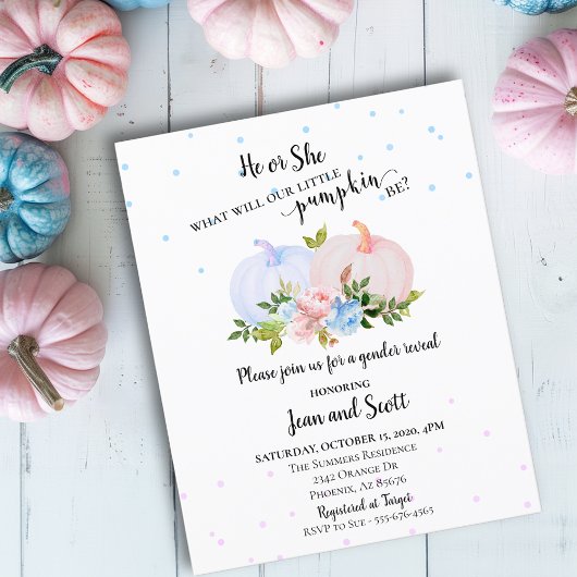 Hij of zij roze blauw pompoen