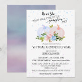 Hij of zij roze blauw pompoen kaart (Voorkant / Achterkant)