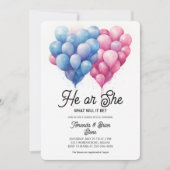 Hij of zij Roze Blauwe Ballonnen Geslacht Onthulle Kaart (Voorkant)