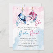 Hij of zij roze en blauw geslacht onthullen sjablo kaart (Voorkant)