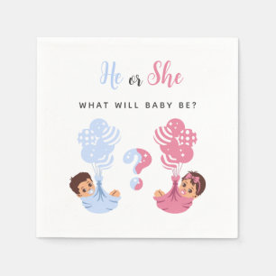 Hij of Zij Roze en Blauwe Baby Servet