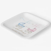 Hij of Zij Roze of Blauwe Kinderwagens Gender Reve Papieren Bordje (Gebogen)