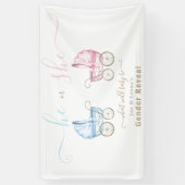 Hij of Zij, Roze of Blauwe Wandelwagen Geslacht On Spandoek (Verticaal)