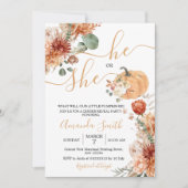 Hij of zij Rustic Floral Herfst Gender Reveal Part Kaart (Voorkant)