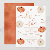 Hij of zij Rustieke Pumpkin Gender Reveal Kaart (Voorkant / Achterkant)