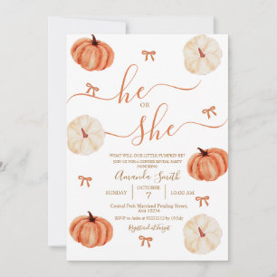 Hij of zij Rustieke Pumpkin Gender Reveal Kaart