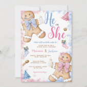 Hij of zij Schattigee Gingerbread Christmas Gender Kaart (Voorkant)