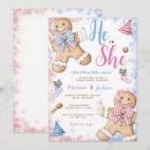 Hij of zij Schattigee Gingerbread Christmas Gender Kaart (Voorkant / Achterkant)