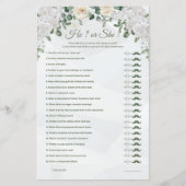 Hij of zij Schattigee huwelijksspel afdrukbaar (Voorkant)