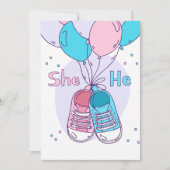 Hij of zij Sneakers Pink Blue Balloon Gender Revea Kaart (Voorkant)