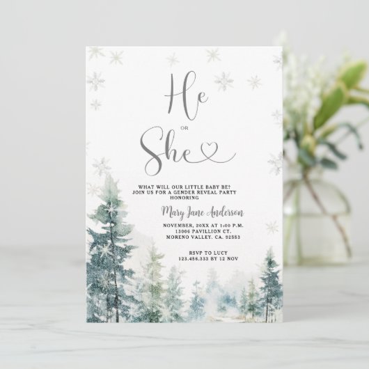 Hij of zij Sneeuwvlokken Winter Geslacht onthullen Kaart (Staand voorkant)