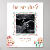 Hij of zij sonogram peperkoek geslachtsopenbaring poster (Voorkant)