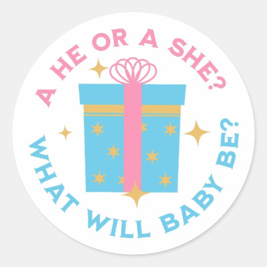 Hij of zij Sticker voor genderonthulling (Voorkant)