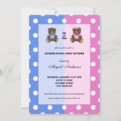 Hij of zij Teddy Bear Gender onthullen Baby shower Kaart (Voorkant)