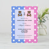 Hij of zij Teddy Bear Gender onthullen Baby shower Kaart (Staand voorkant)