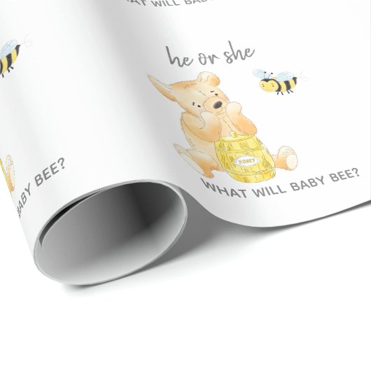Hij of zij Teddy Bear Gender Reveal Party Cadeaupapier (Rol Hoek)